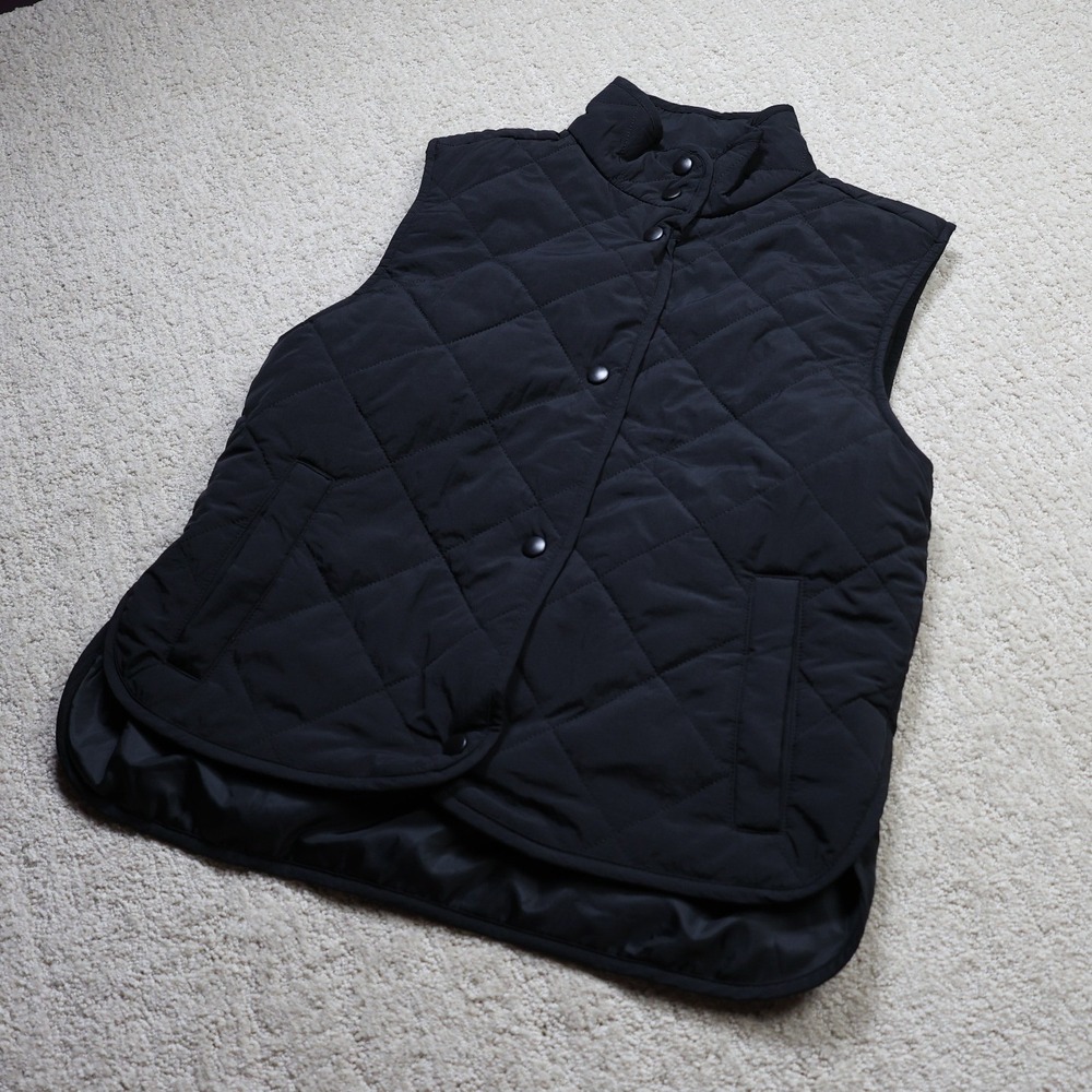 A New Day Black Quilted Water Resistant Vest XS Sleeveless Snap Front Jacket